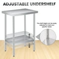 thumbnail image 4 of Table de Préparation en Acier Inoxydable 30 Pouces x 24 Pouces avec Tablette Inférieure Réglable, Table de Cuisine Commerciale Robuste, pour Restaurants, Maison, Extérieur, 4 of 7