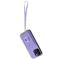 thumbnail image 2 of Wallet Case for iPhone 16, Stylish Ultra Slim PU Leather Card Slots Ring Stand Wrist Strap Shockproof Protective Thin Lightweight Back Case Cover for iPhone 16, Purple, 2 of 6