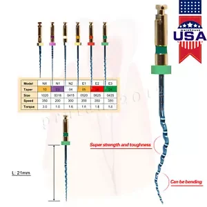 Dental Endo Niti Rotary Files Heat Activated Assorted For Curved Canal 21Mm