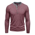 thumbnail image 3 of CCRFTGI Mens Henley Moisture Wicking Muscle Workout Casual Pullover Tops Shirts Tees Wine M, 3 of 4