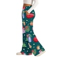 thumbnail image 4 of Women's Fashion Casual Loose Printed Wide-Leg Sports Pants with Christmas Print, Comfortable Home and Outdoor Wear, Elastic Waist with Drawstring for Easy Fit, Green, M, 4 of 7