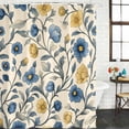 thumbnail image 3 of Vintage Blue Yellow Waterproof Fabric Shower Curtain,Spring Enchanted Garden Florals Waterproof Fabric Shower Curtain for Bathroom Curtains Bathtubs Hotel Shower Curtains with 12 Hooks Standard 66x72, 3 of 8