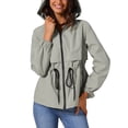 thumbnail image 1 of Chaqueta ligera con capucha para mujer Inspire Chic, con cierre frontal, ideal para senderismo, talla 2XL, color gris, 1 of 6