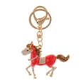 thumbnail image 2 of Émail Rouge Strass Cristal Course Cheval Porte-Clés Sac à Main Téléphone Cadeau de Noël, 2 of 5