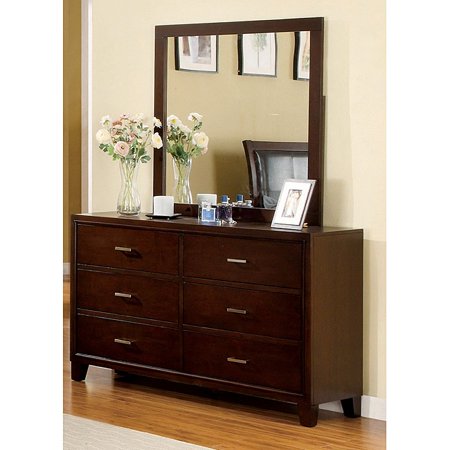 Sunjan Brown Cherry Dresser With Mirror Walmart Com