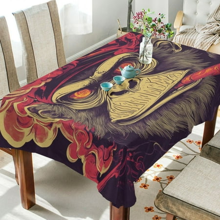

WOBOGO Red Eyes Orangutan Pattern Square Tablecloth 60×108in Polyester Fabric Tablecloth Washable Dust Resistant Wrinkle Resistant