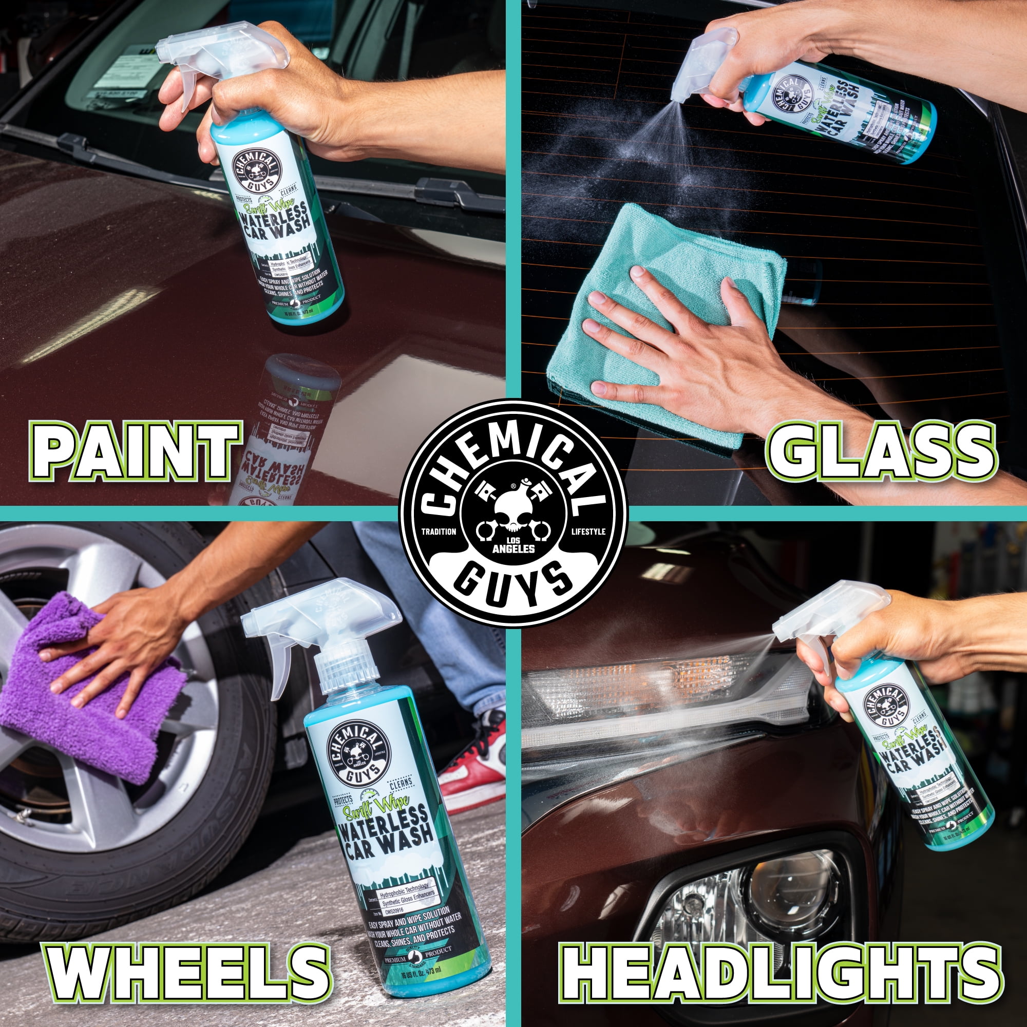  Chemical Guys Waterless Wash & Wax Bundle - Swift Wipe  Waterless Car Wash and Blazin' Banana Spray Wax (2 16 oz Bottles) :  Automotive