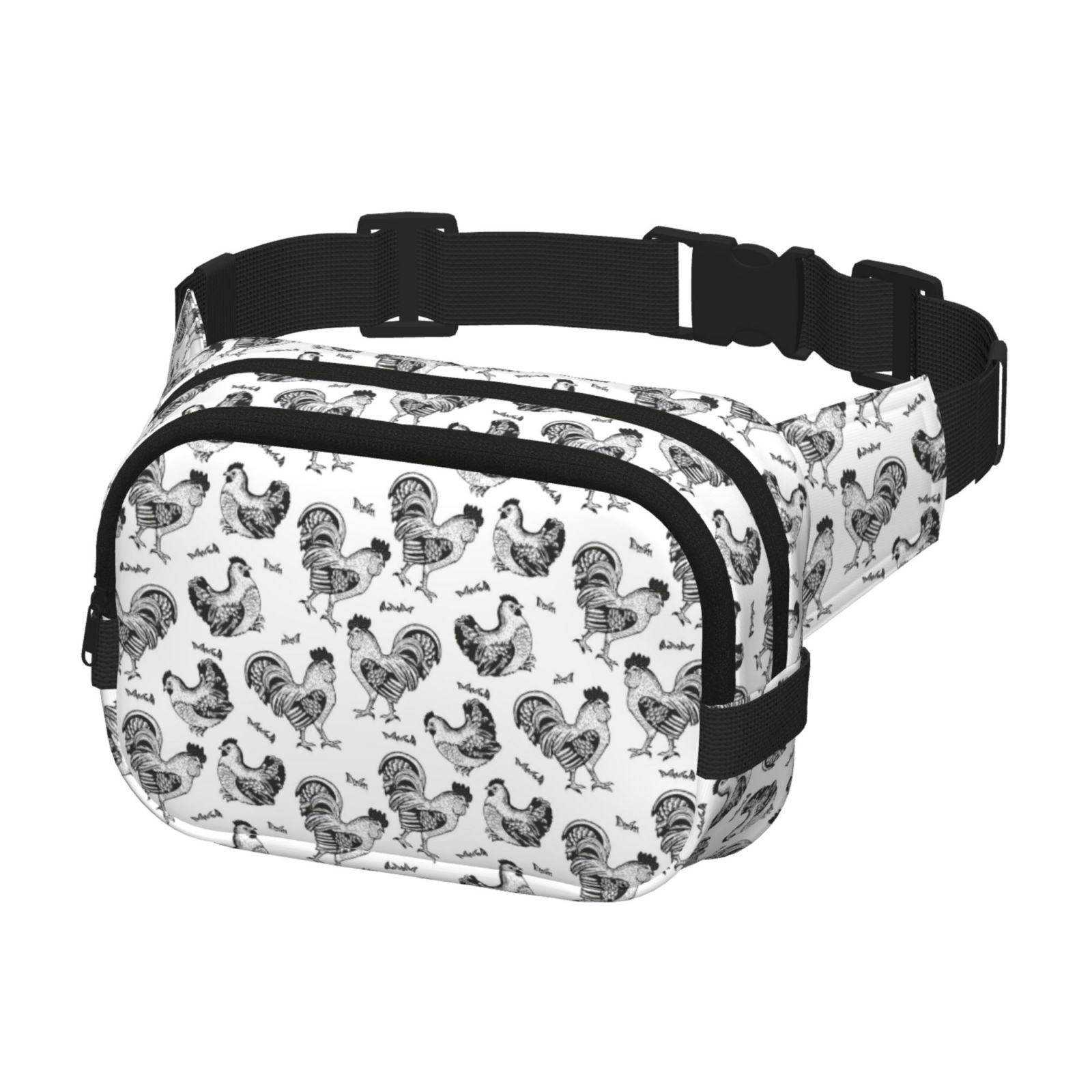 Hirioo Retro Rooster for Double Layer Waist Bag Adjustable Fanny Pack For Travel Running Hiking