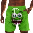 thumbnail image 3 of Lcziwo Men's Board Shorts Face Print Drawstring Elastic Waist Swim Trunk Casual Summer Beach Quick Dry Bathing Suit Green,M, 3 of 6