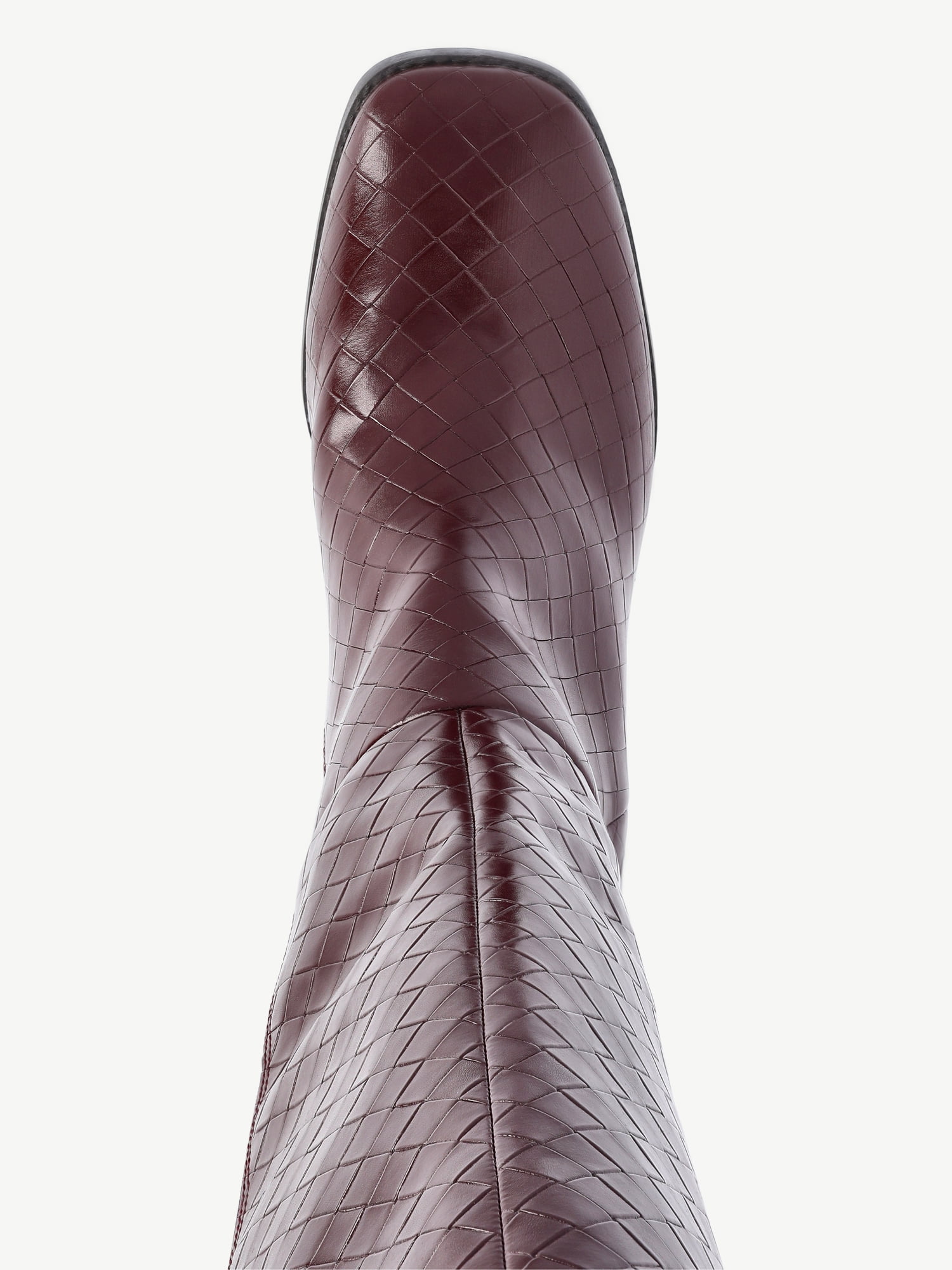Free Assembly Women's Faux Leather Basketweave Texture Tall Boots, Sizes 6-11