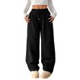thumbnail image 2 of Women's Solid Corduroy Drapey Loose Wide Leg Casual Long Pants, 2 of 10