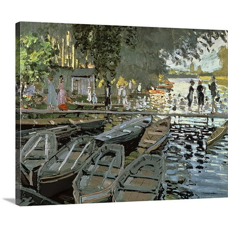 Great BIG Canvas Claude Monet Premium Thick-Wrap Canvas entitled Bathers at La Grenouillere, 1869 (oil on canvas) (for detail see