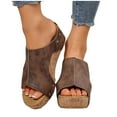 thumbnail image 7 of HAOTAGS Womens Casual Wedge Sandals Comfortable Walking Platform Sandals Brown Size 6.5, 7 of 7