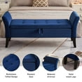 thumbnail image 3 of Aukfa End of Bed Bench with Curved Arms, 51.5" Velvet Tufted Upholstered Storage Ottoman Entryway Bench - Blue, 3 of 8