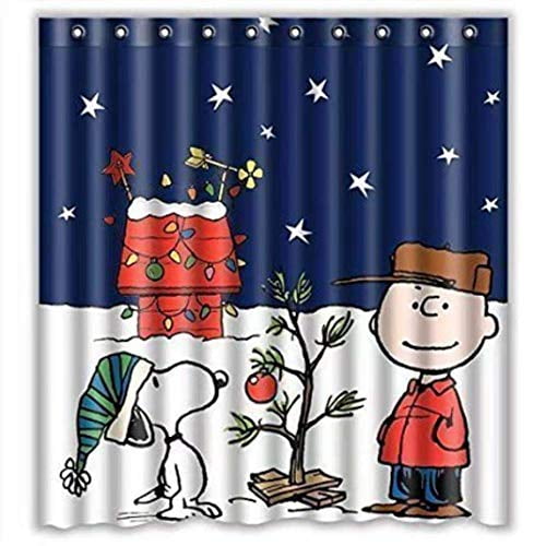 Eaiven Snoopy Christmas Shower Curtain, Funny Charlie Brown Waterproof