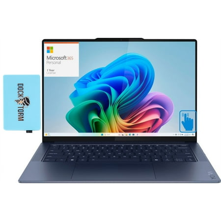 Lenovo Yoga Slim 7x Home/Entertainment Laptop (Snapdragon X Elite X1E-78-100 12-Core, 14.5, 60 Hz Touch 2944x1840, 16GB LPDDR5X MHz RAM, Win 11 Pro) with Microsoft 365 Personal , Dockztorm Hub