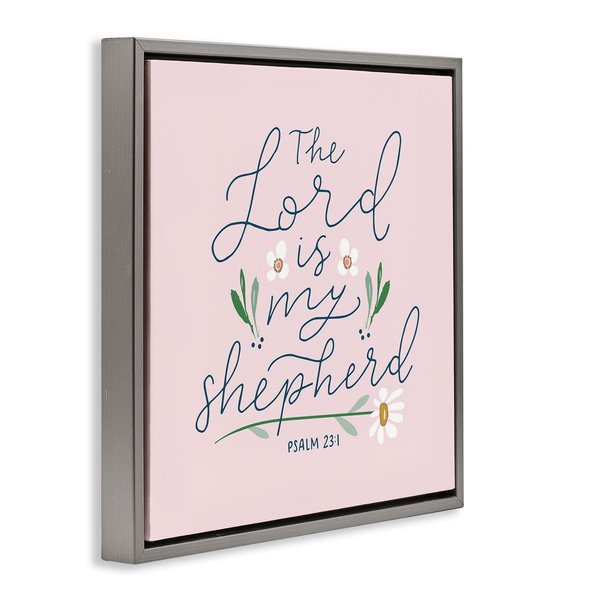 Stupell Industries Lord Is My Shepherd Religious & Spiritual Painting Gray Floater Framed Canvas Art Print Wall Art, 25 x 25