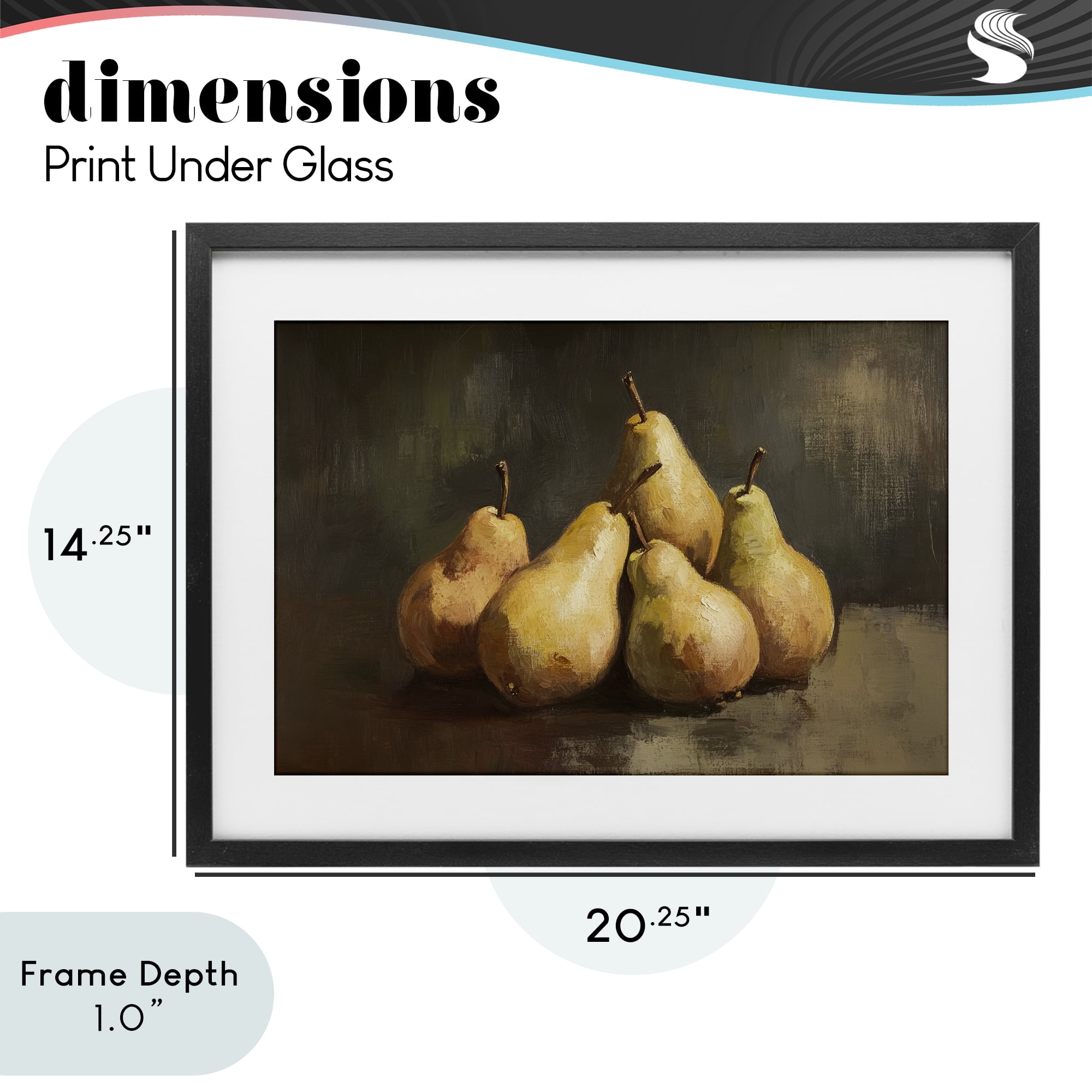 Stupell Industries Golden Pears Still Life Black Framed Print Under Glass, design by Petal Prints Design