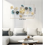 33Large Wall Clock – 3D Metal Ginkgo Leaf Decorative Wall Clock, Non-Ticking Wall Clocks Battery Operated, Modern Clocks for Living Room, Gift-Ready for Home or Office