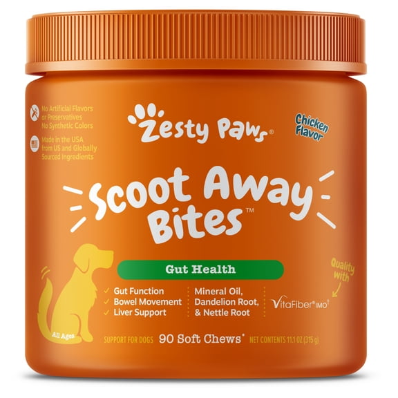 Zesty Paws Scoot Away Bites Chicken Flavor Dog Supplement, 90 Count