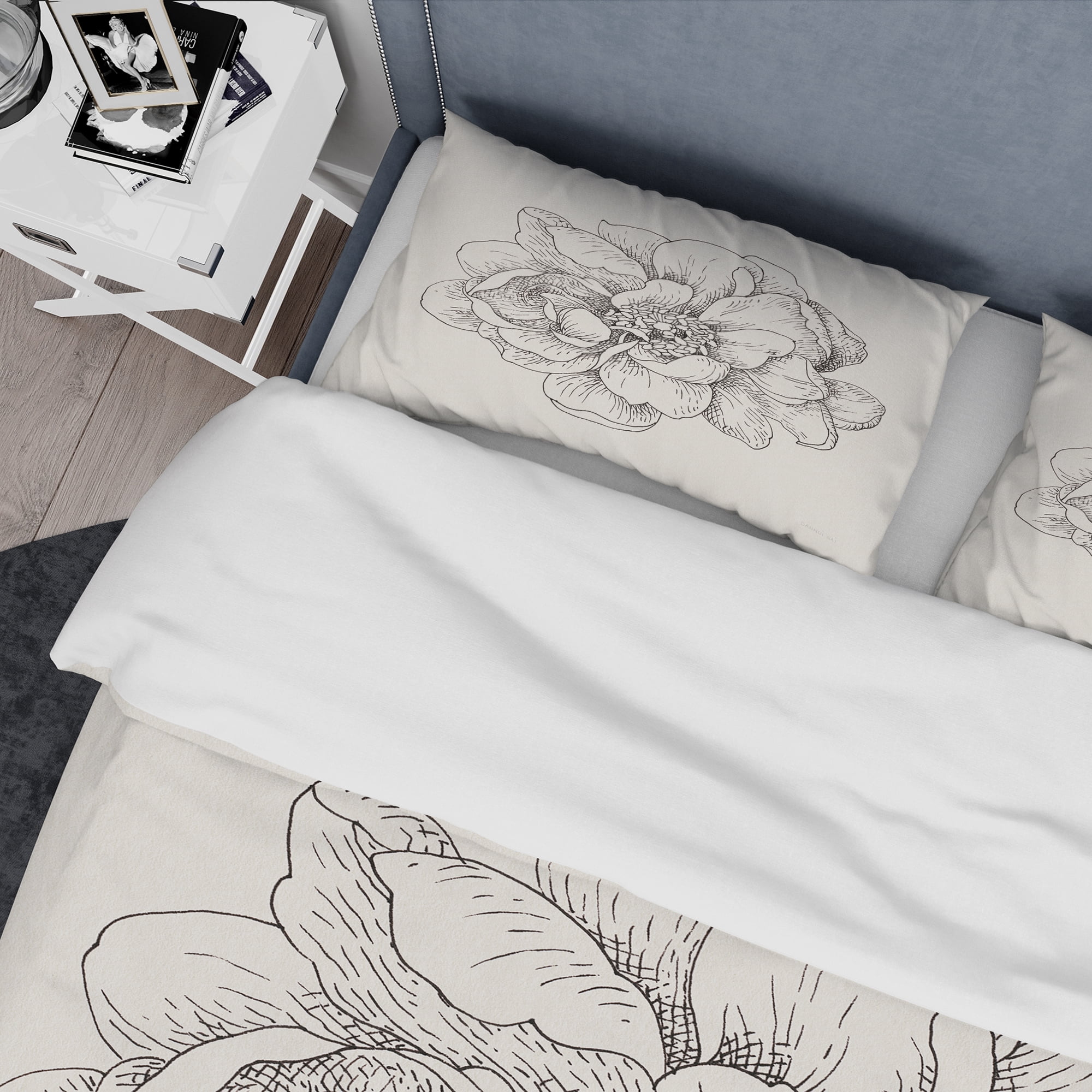 Designart 'Pen and Ink Florals IV' Geometric Duvet Cover Set