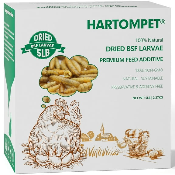 HARTOMPET 5LB Dried Black Soldier Fly Larvae,Non-GMO,85X Calcium than Mealworm,Rich Protein for Hens