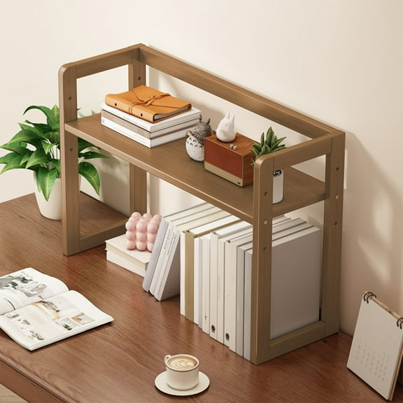 Gallickan Adjustable Desktop Shelf, 2 Tier Storage Rack for Office and Kitchen, Expandable Organizer for Countertop and Bookshelf, Coffee