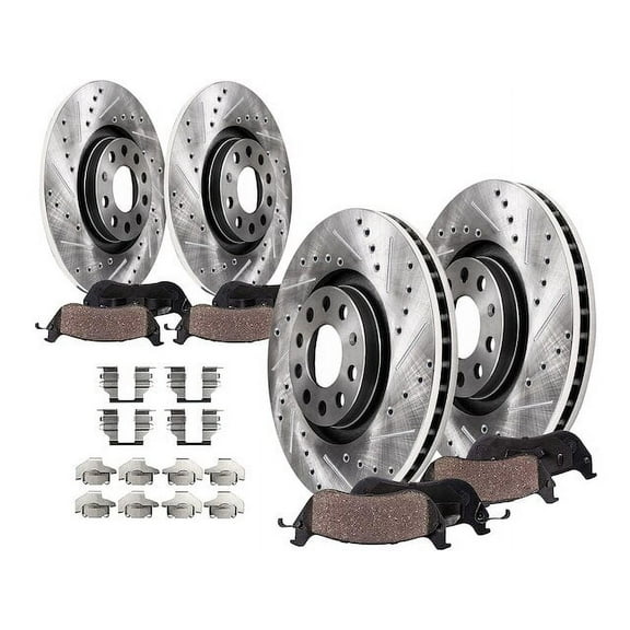 Front and Rear Brake Pad and Rotor Kit - Compatible with 2006 - 2008 Volkswagen GTI 2007