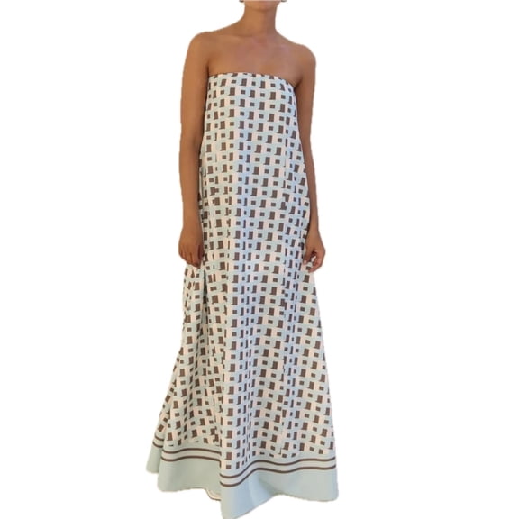 Women's Smocked Printed Tube Maxi Dress fabric 100% Polyester Comfortable Lightweight Everyday Wear for Summer