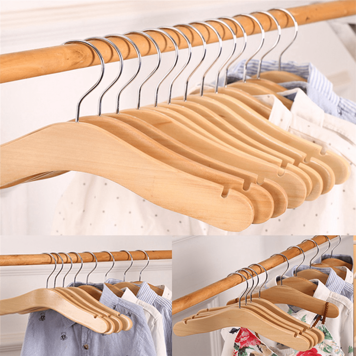 Wooden Baby Hangers,Kids Hangers,Notched Shoulder Design for Children Clothes,Decoration Hanger,20 Pack,Medium