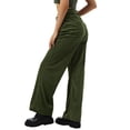thumbnail image 3 of KOMOO Women Corduroy Wide Leg Pants Vintage High Waist Loose Trousers Solid Color Long Pants, 3 of 10