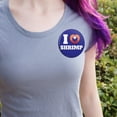 thumbnail image 2 of I Love Shrimp with Heart Pinback Button Pin, 2 of 4