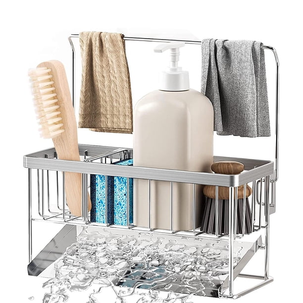 Soporte de esponja organizador de fregadero de cocina perfecl Acero inoxidable rejilla de drenaje