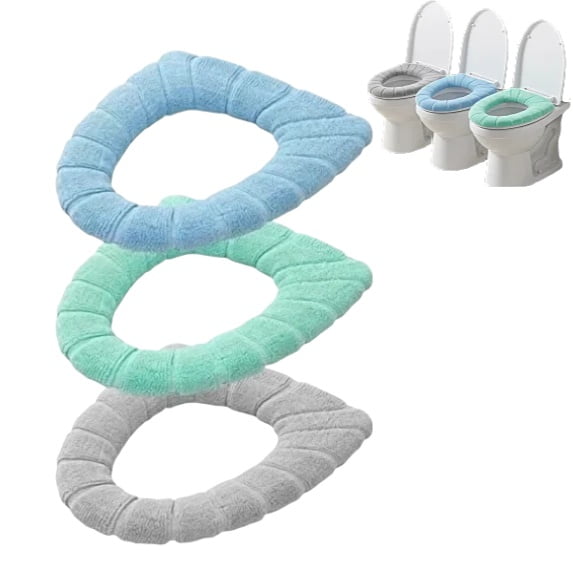 zhangjing Bathroom Soft Thicker Warmer Stretchable Washable Cloth Toilet Seat Cover Pads 3PCS