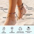 thumbnail image 3 of (Azul-blanco)Pulsera tobillera para hombre y mujer - boho hippie - complementos de playa y festival - hecha a mano - 100% algodón ecológico, impermeable y ajustable, 3 of 5