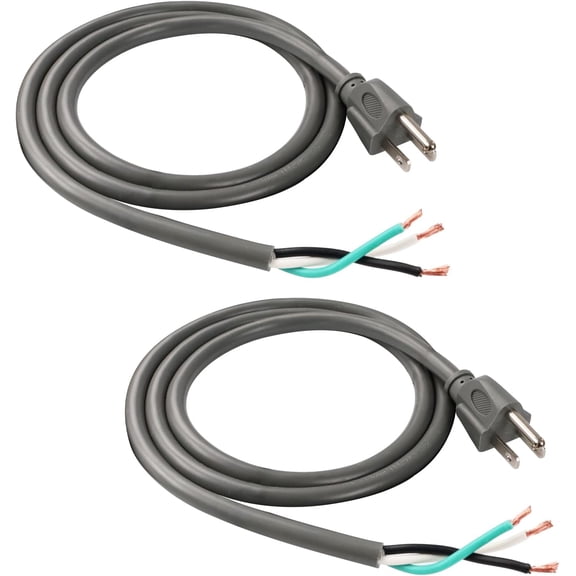 EP 2 Pack 6 ft 14/3C SJTW Appliance and Power Tool Cord, 14 Gauge 3 Prong Heavy Duty Replacement Power Supply Cord Cable, 110V 115V 120V AC Pigtail, 15A, 1875w, Gray