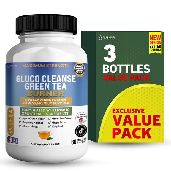 GreenVify Gluco Cleanse Green Tea Burner – Green Tea Active Lifestyle & Daily Wellness Support Supplement