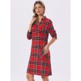 thumbnail image 2 of DARING DIVA Women's Vintage Plaid Long Sleeve Casual Knee Length Dress M Red, 2 of 7