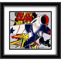 Blam 2x Matted 30x28 Large Black Ornate Framed Art Print by Roy Lichtenstein
