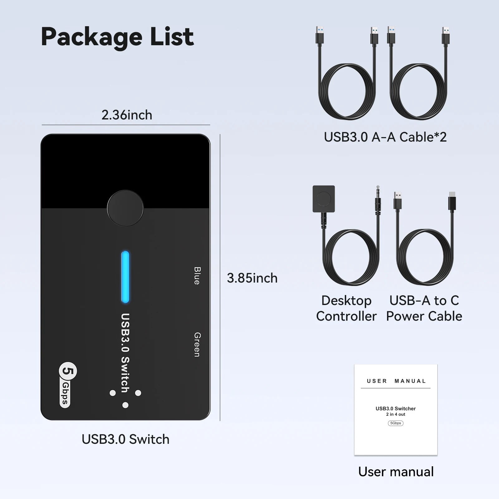 USB3.0 Switcher 2 in 4 Out KVM Switcher Computer Laptop Host Sharing USB3.0 to Type C Device Shared Keyboards Printer