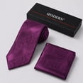 thumbnail image 3 of HISDERN Ties for Men Paisley Silk Mens Tie Purple Floral Neckties Handkerchief Pocket Square Set, 3 of 12