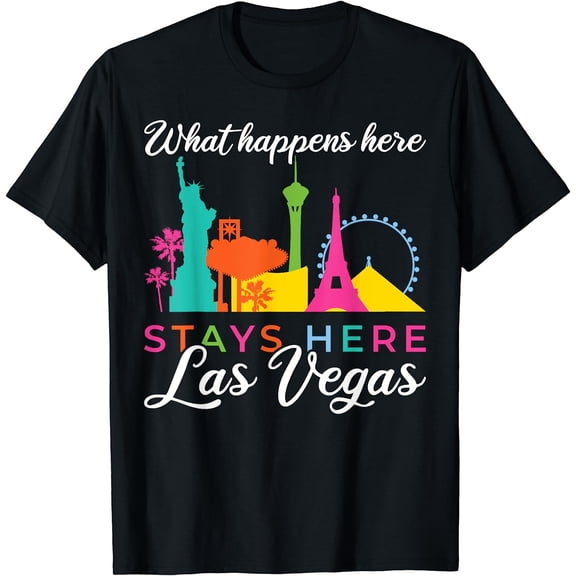 What happens here stays here Las Vegas T-Shirt Black Large