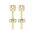 thumbnail image 3 of Dazzlingrock Collection 3mm Each Round White Diamond 2 Stone Pushback Dangle Drop Earrings for Women in 10K Yellow Gold, 3 of 6