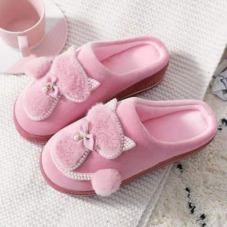 

〖Yilirongyumm〗 Hot 36-37 Slippers For Women Warm Cartoons Furry Home Keep Slipon Women Flat Slippers Shoes Slippers Women s Slipper
