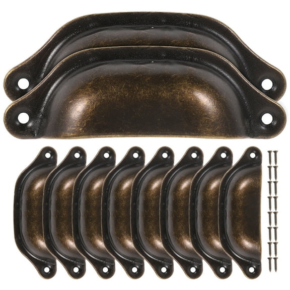 10 Pcs Shell Handle Dresser Knobs Vanity Table Drawer Door Antique Pulls Kitchen Cabinets