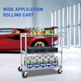 thumbnail image 5 of Metal Utility Rolling Cart, 990lbs Capacity 3 Tier Heavy Duty NSF Rolling Chrome Trolley Cart with Wheels & Wire Shelving & Handle Bar-Storage Carts on Wheels for Kitchen, Office, Outdoor,Serving, 5 of 14