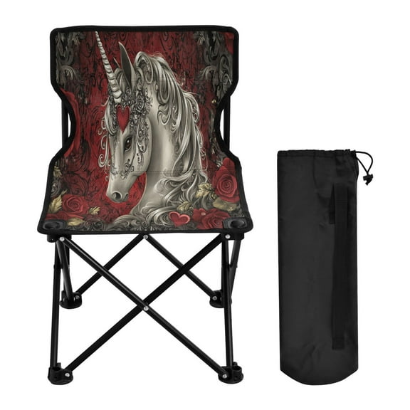 YAZAOO Camping Chairs Modern Unicorn Roses Hearts Pattern Folding chair