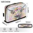 thumbnail image 3 of Pencil Bag with Magnetic Foldable Base Large Capacity Stand-Up Pencil Case Durable Nylon Pen Pouch Watercolor Highland Cow, 3 of 7