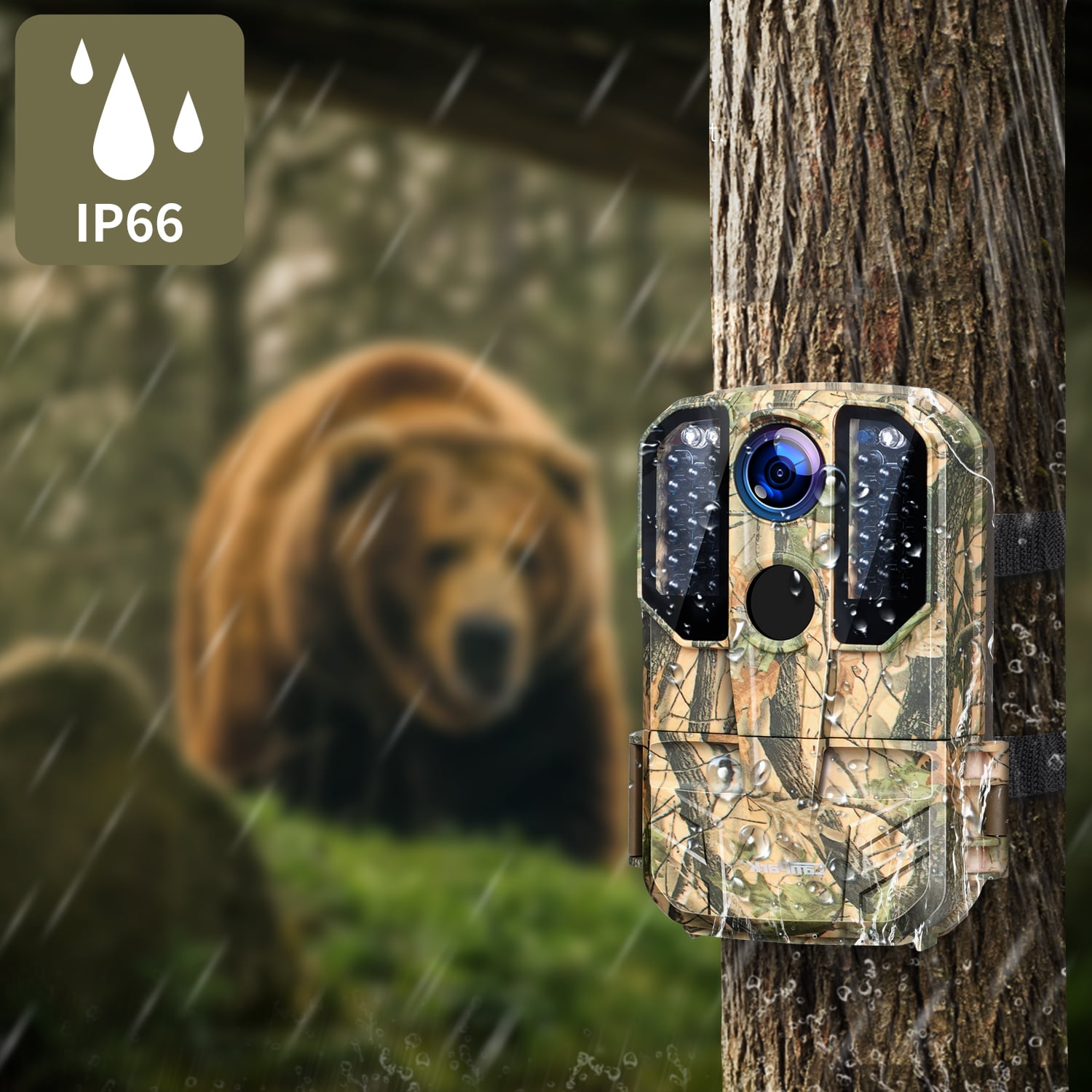 CAMPARK WiFi Trail Camera 24MP 1296P Bluetooth Game Hunting Deer Camera Night Vision Waterproof IP66 Motion Activated