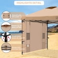 thumbnail image 7 of 10x10 Easy Pop Up Canopy Tent with Sidewalls, Instant Outdoor Shade Shelter with Removable 10FT Sun Walls, Quick Setup Waterproof and UV-Resistant for Patio (Khaki, 1 sidewall), 7 of 7